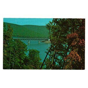 Cornplanter Bridge Scenic Postcard Kinzua Dam PA Early Fall Landscape Vintage